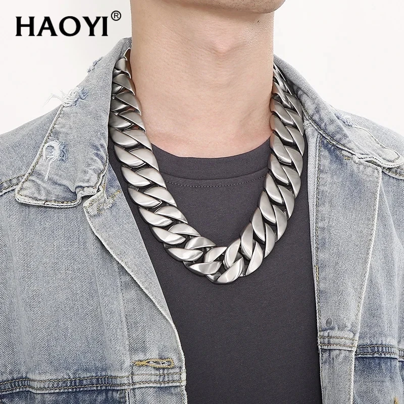 

45/50/60cmLength Creative Bone Clasp Cuban Chain Stainless Steel Large Thick Necklace Simple Domineering Men's Jewelry