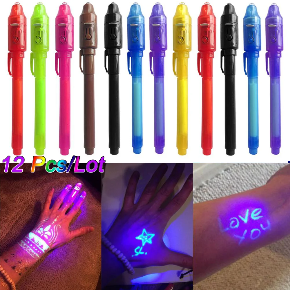 Bolígrafo de tinta invisible para niños, 16 piezas: bolígrafos espía con  luz UV, recuerdos de fiesta, premios para estudiantes de aula escolar