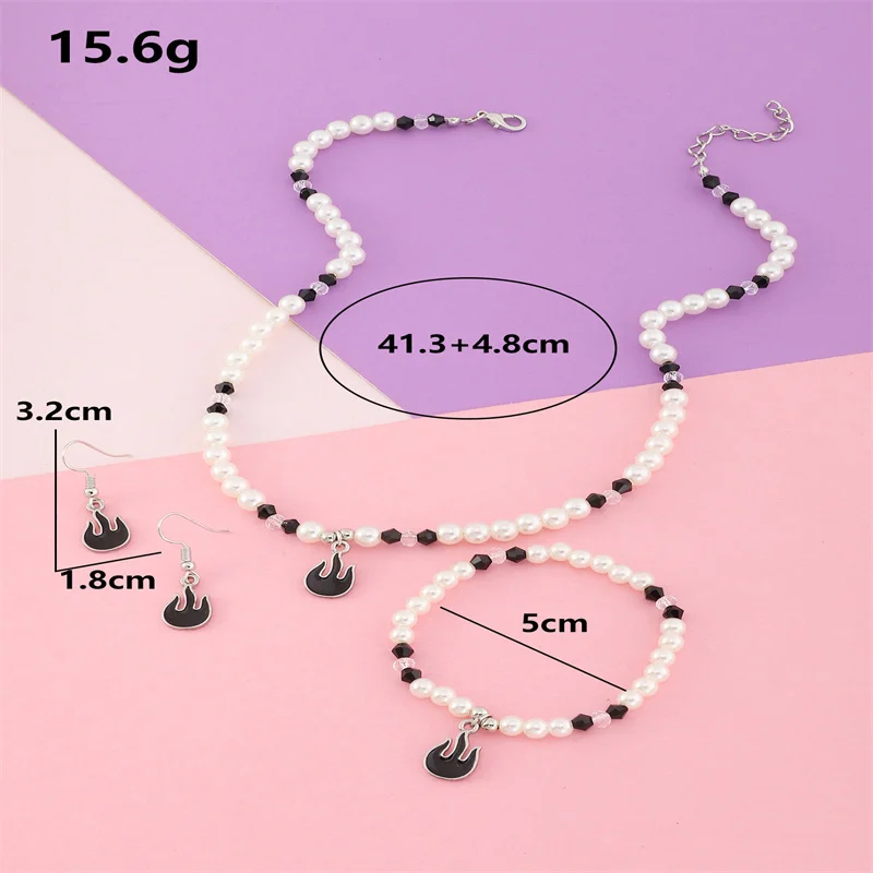 Love Rice Bead Necklace Ring Bracelet Set