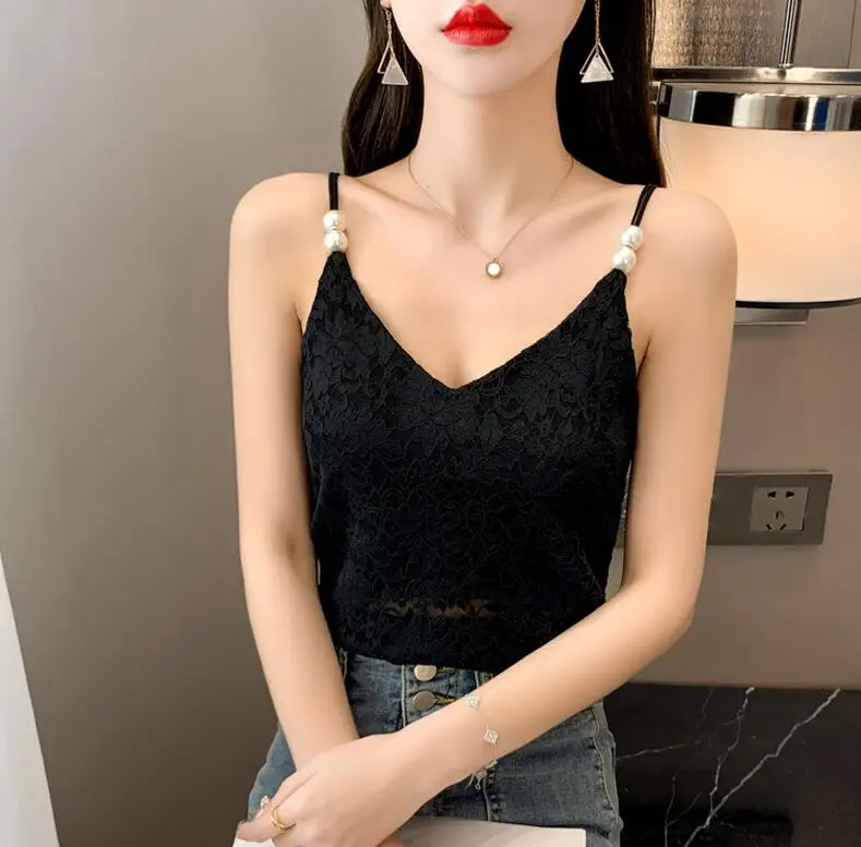 New Fashion Women's Summer Lace Vest Top Sleeveless Tank 2022 Summer Tops Sexy Clothes For Lady silk camisole Tanks & Camis