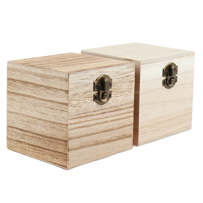 1pcs Retro Jewelry Gift Box Sundries Organizer Natural Wood Clamshell Storage Rectangle Case 5