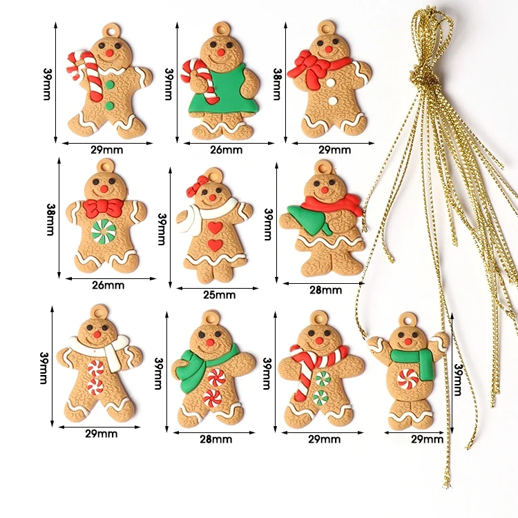 12/6Pcs Gingerbread Man Ornaments Wooden Christmas Gifts DIY Xmas Tree Hanging Pendants For Home Xmas Navidad Party Decoration