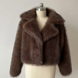 Luxury Autumn Winter Cropped Fluffy Fox Fur Coat - S (1586)