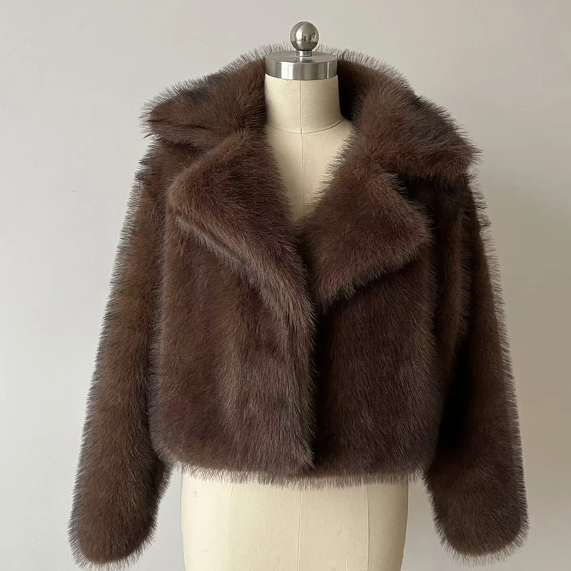 2024 Luxury Brand Autumn Winter Fur Coat Women Short Lazy Wind Fox Fur Jacket Cropped Fluffy Casaco De Pele Feminino 6