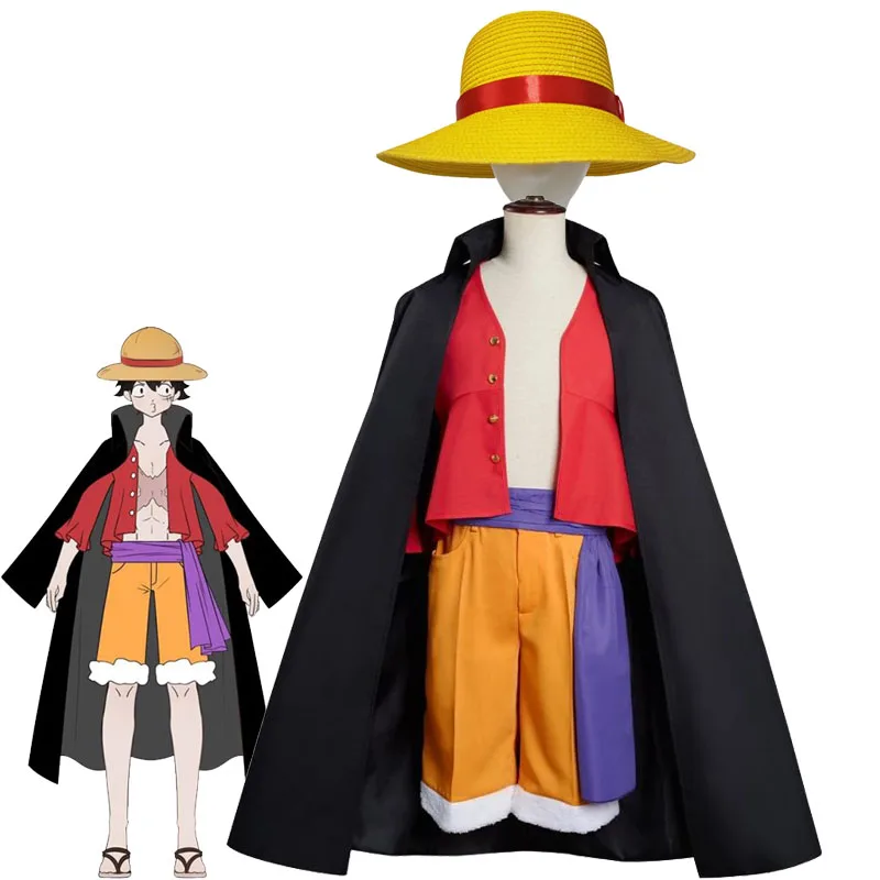 AHJSN aplique para anime japonês One Piece Monkey D. Luffy Costume Comic  con Role Play Luffy Cosplay roupas com chapéu S Only traje