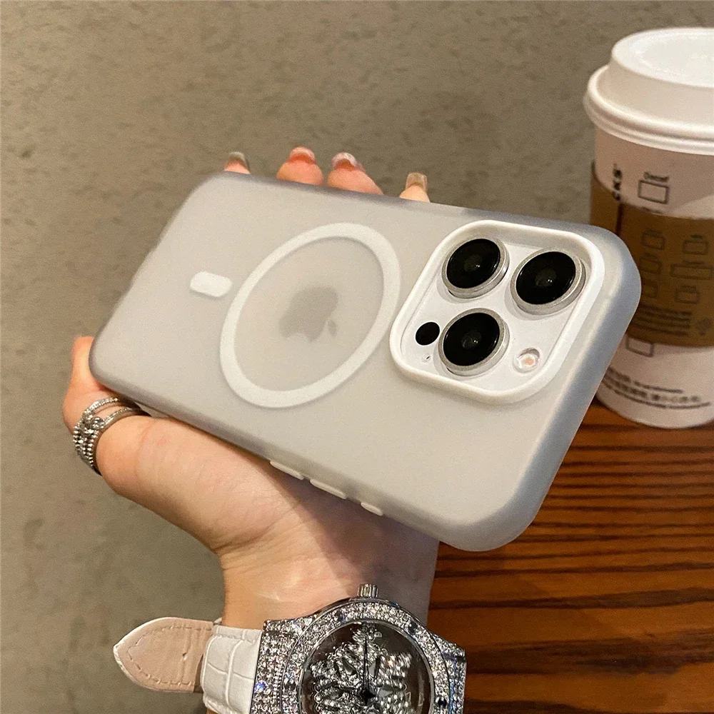 Matte Candy Magnetic Wireless Charging Transparent Case with Shockproof Protection
