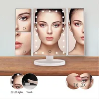LED Vanity Makeup Mirror with Touch Control, Adjustable Lighting 1X, 2X, 3X Magnification, Trifold Design Ideal Gift for Women - Image 2