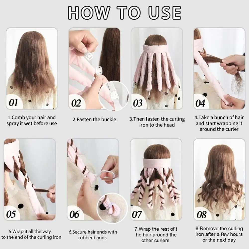 Heatless Lazy Hair Curler Octopus Soft Wave Curling Stick DIY Curls Silk Ribbon Lazy Hair Styling Tools