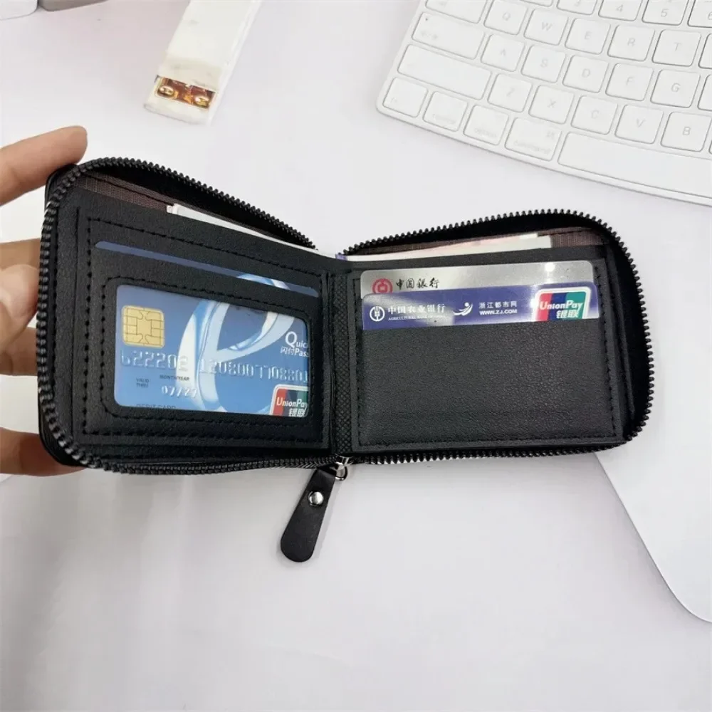 Leather Men’s Wallet Luxury Mens Purse Male Zipper Card Holders with Coin Pocket Rfid Wallets Gifts for Men Money Bag