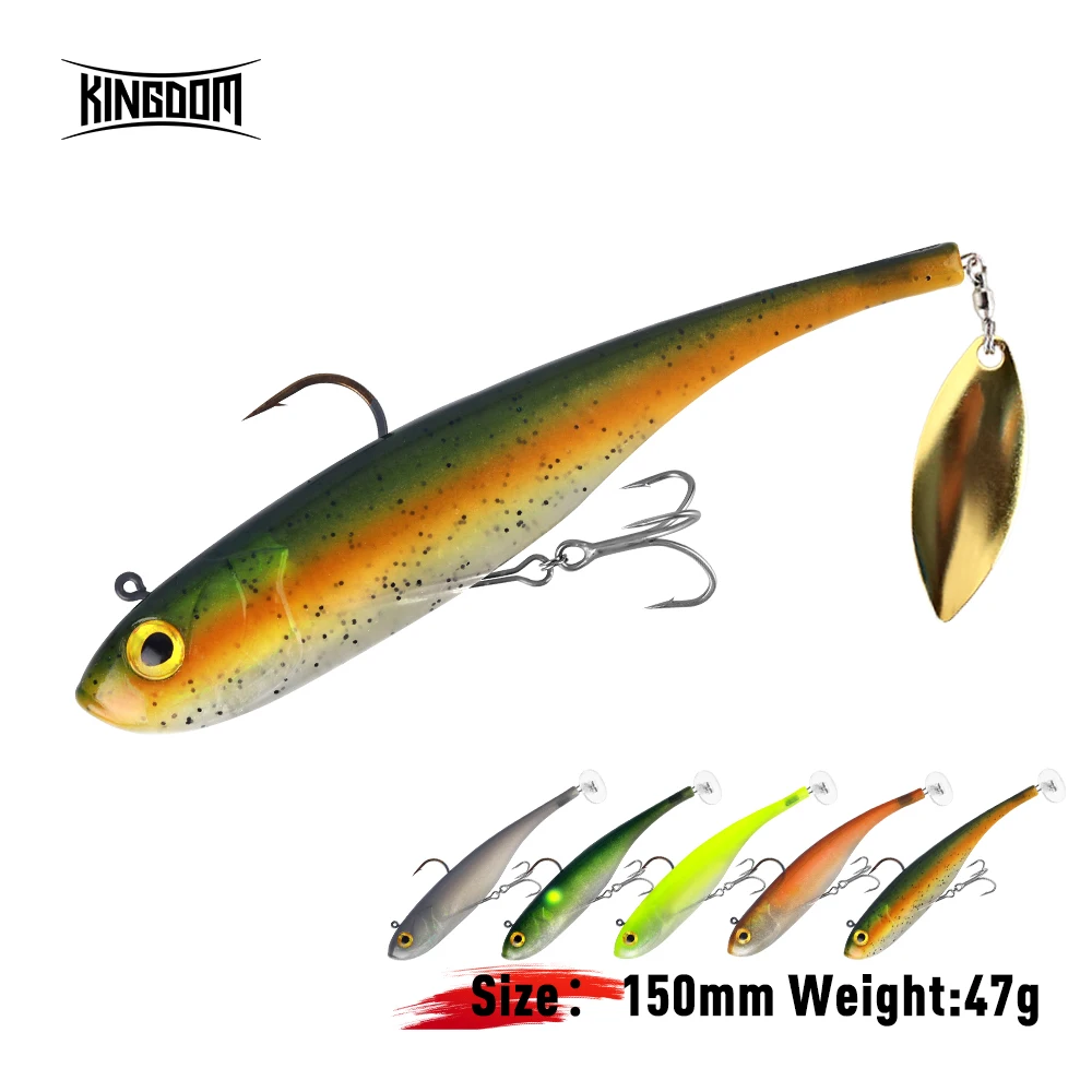 KINGDOM Soft Bait Spoon Tail Wobbler 150mm 47g Sinking PVC Artificial Trout Lure