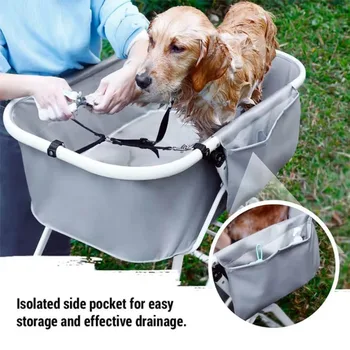 Elevated Dog Bath Tubs for Bath Shower Grooming ,Foldable Pet Dog Bathing Station Adjustable, Ideal For Medium To Large Pets 2
