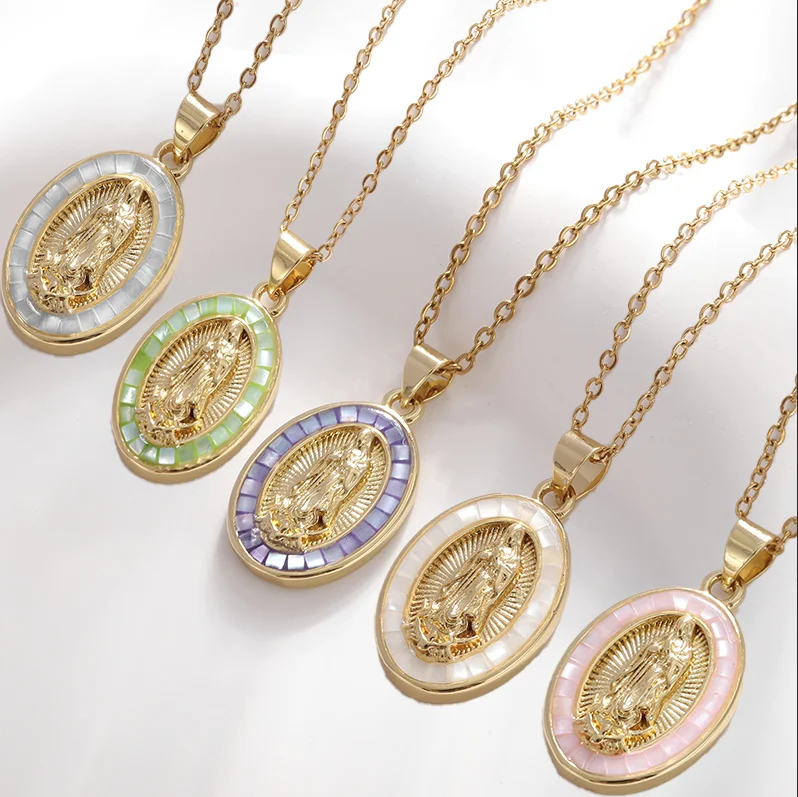

Exquisite Virgin Mary Statue Pendant Necklace Men Women Amulet Jewelry Gift