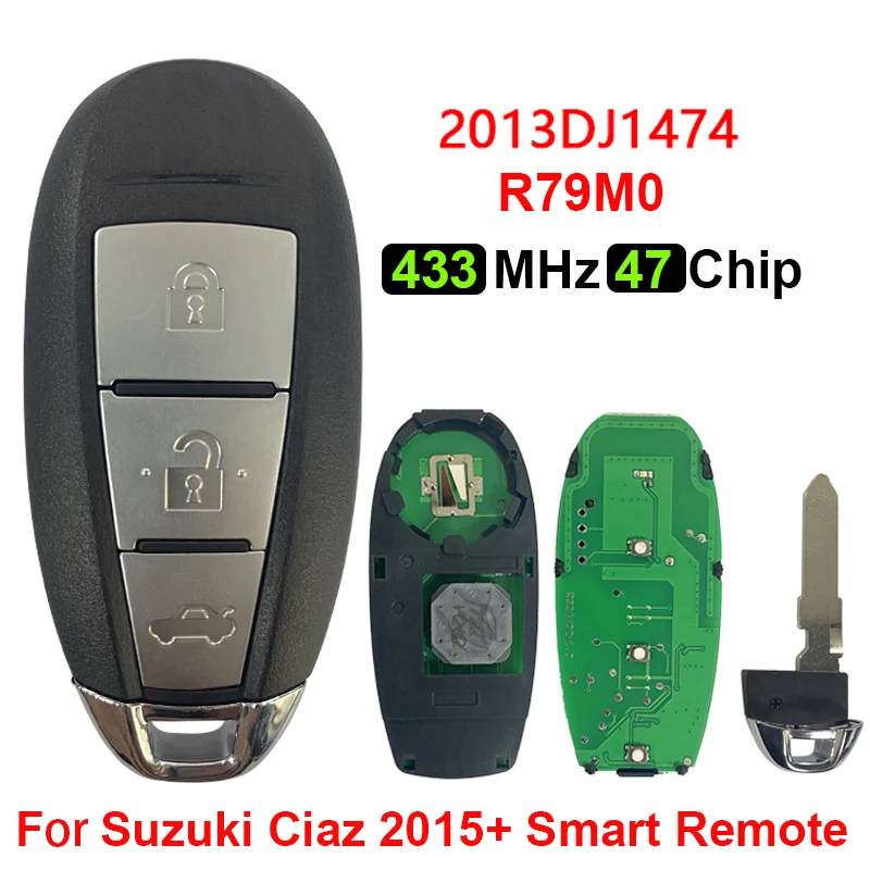 CN048018 For Suzuki Ciaz 2015+ Smart Remote Key With 47Chip 433MHz 2013DJ1474 37172-M79M00 R79M0 Auto Smart Card