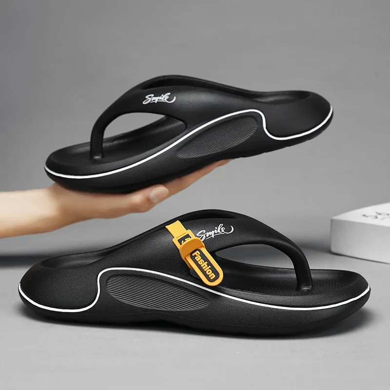 Men Slippers Summer Beach Sandals Indoor Outdoor Thick Soft Sole Bathroom Slides Non-slip