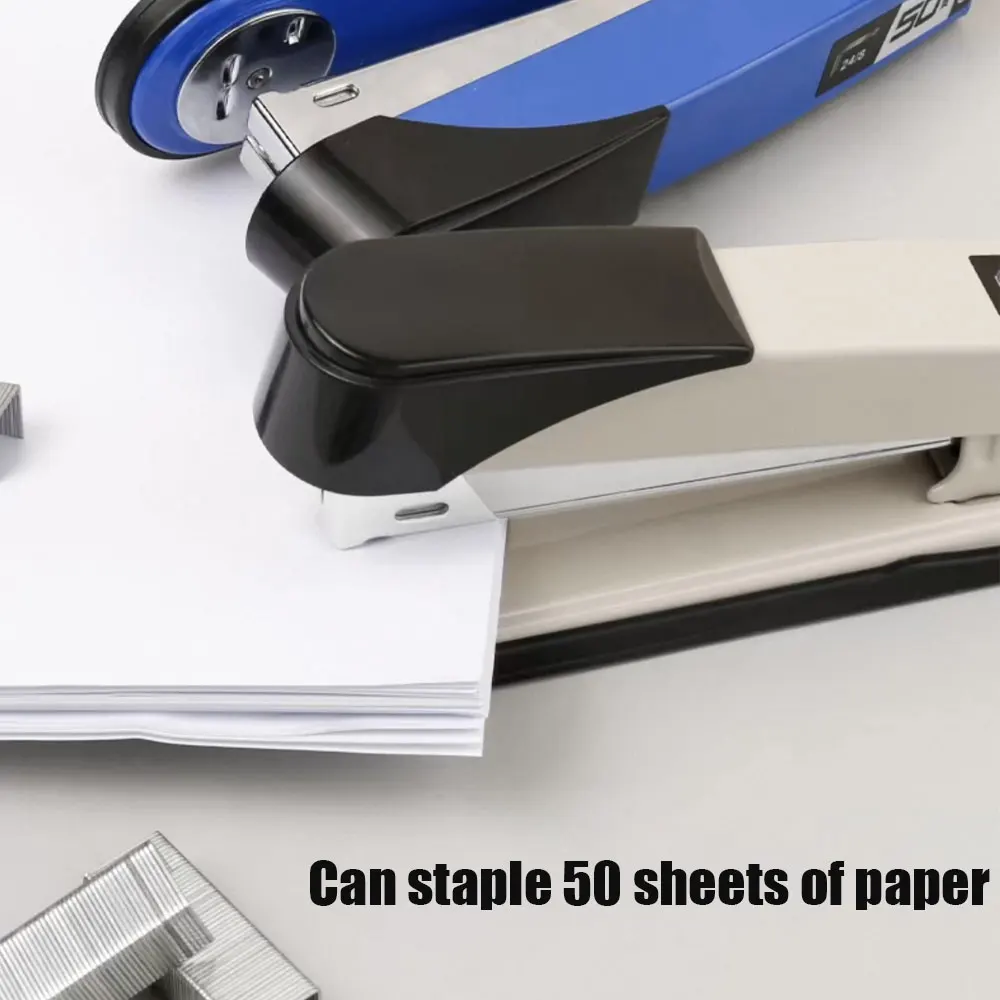 Large thickened office stapler can bind 50 pages and comes with a box of 24/6 universal staplers for home use - 4