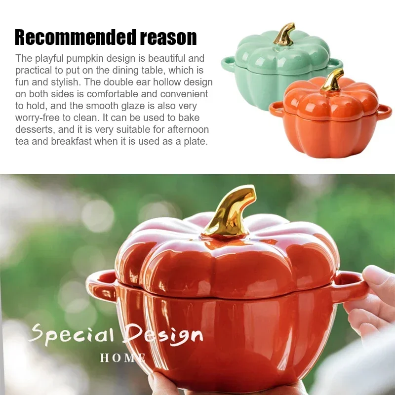 Description Picture 3 of itemPumpkin Reusable Cereal Bowl With Lid Microwave Bakeware Oven Baking Kitchen Halloween Party Festival Decoration ramen bowl set