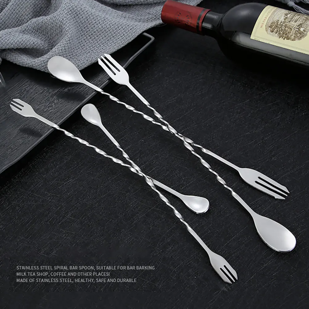 Creative Long Spiral Handle Cocktail Spoon Stainless Steel Whisky Wine Mixing Spoon Shaker Muddler Stirrer Bar Accessories cocktail stirrers
