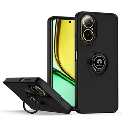 Rotatable Bracket Phone Case with Finger Ring Car Holder Cover for Realme C25y (Black)
