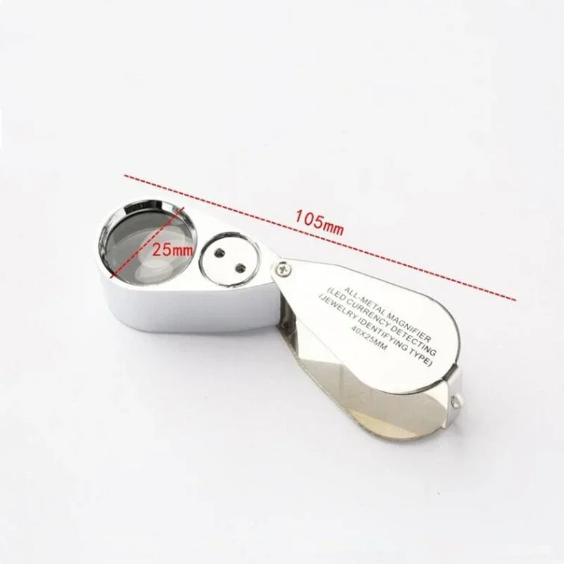 40X Metal Magnifying Glass With LED Lights Folding Magnifier For Identification Antique Stamps Jewelry Diamond Lupas jewelry magnifier jewelry magnifying glass magnifying glass