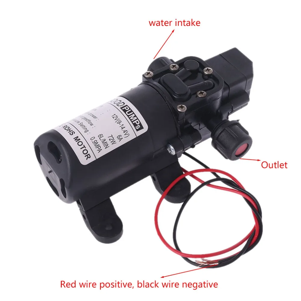 마이크로 DC 12V 70W 130PSI 6L/Min 물 고압 펌프 다이어프램 자체 프라이밍 펌프 농업 전기 스프레이 펌프