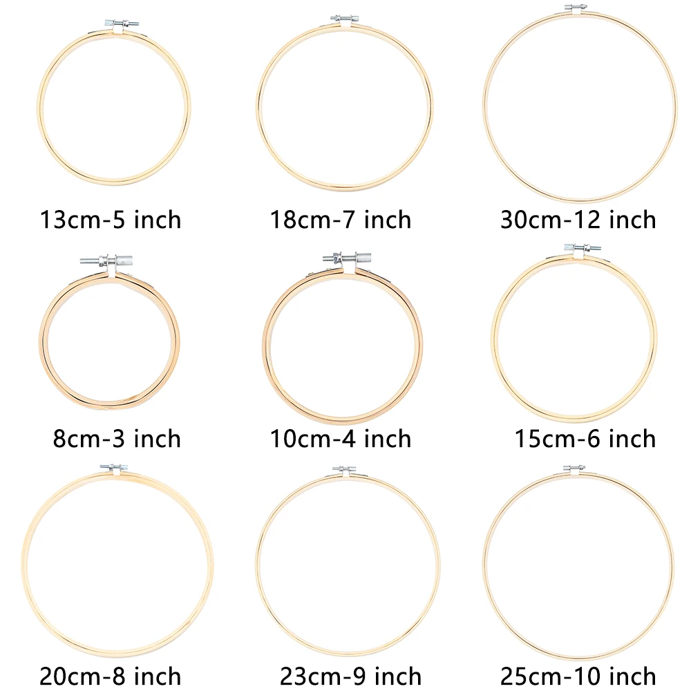 Set 5 Telai Per Ricamo In Bambù – Cerchi Da Punto Croce Da 10 A 20 Cm, Con Scatola Aghi E 12 Colori Di Filo, Per Cucito E Fai-da-te - 4