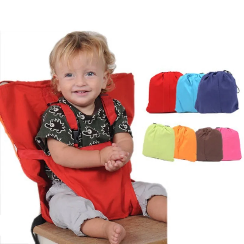 New Mother Baby Products Portable Folding Baby Dinner Chair Bag Child Safety Belt Seat Pure Colour Dining Immobilization Belt