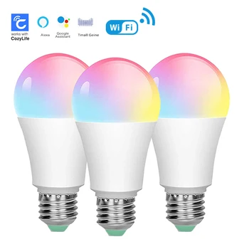 SIXWGH E27 전구 와이파이 스마트 RGB 램프, 홈 디밍 타이머 기능, Cozylife 앱 제어, 구글 홈 알렉사 지원, 9W