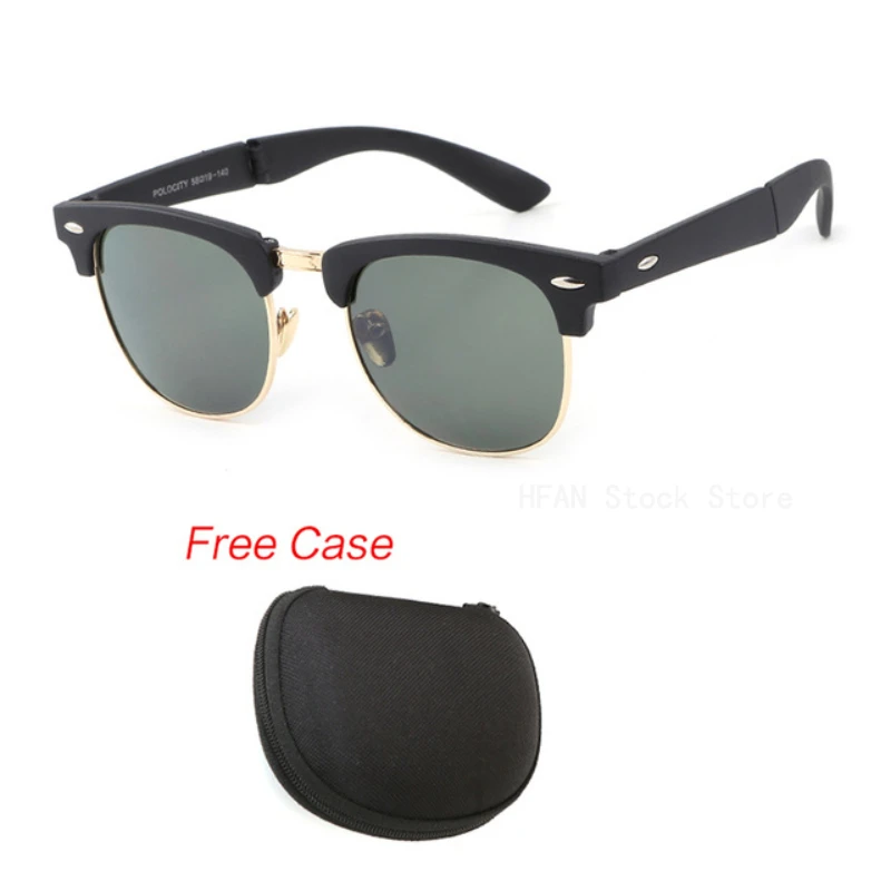Portable Folding Sunglasses With Box Women Men Upscale Brand Retro Foldable UV400 Sunscreen Spectacles For Driving 5
