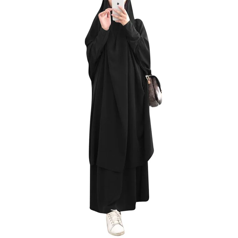  - Fashion Khimar Muslim Sets Prayer Wear Woman Hijab Dress Full Cover Hooded Abaya Long Dresses Islam Jilbab Ramadan Clothes