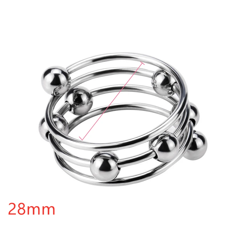 Stainless Steel Cock Rings Metal Beads Penis Massage Trainer Male Delay Ejaculation Adult Games Sex Toys For Men Erection