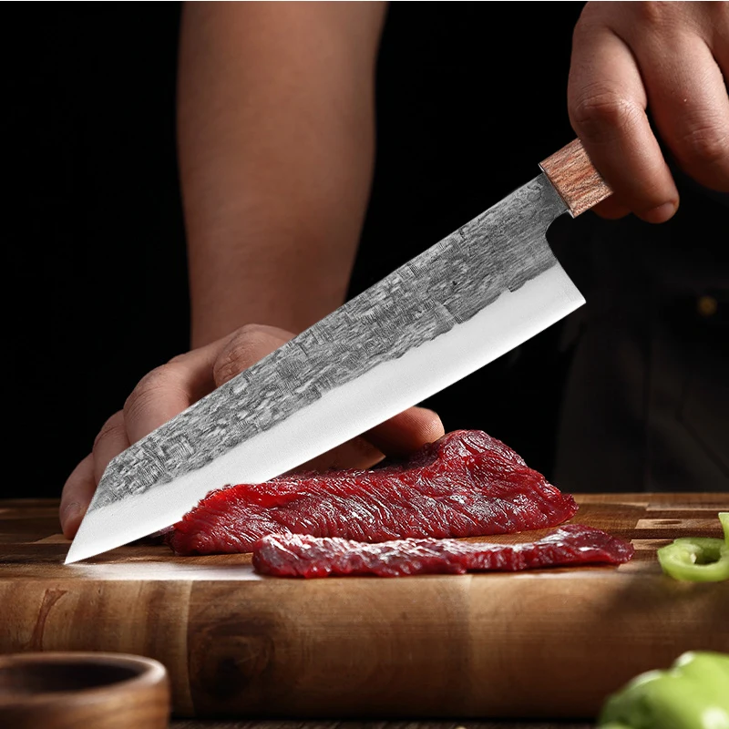 7"/8" Stainless Steel Yanagiba Knives Chef's Nakiri Santoku Salmon Knife Japanese Style Fish Fillet Wooden Knives for Cutting