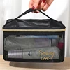 Large-Capacity Black Mesh Makeup Case Organizer Storage Pouch Casual Zipper Toiletry Wash Bags Make Up Women Travel Cosmetic Bag 4