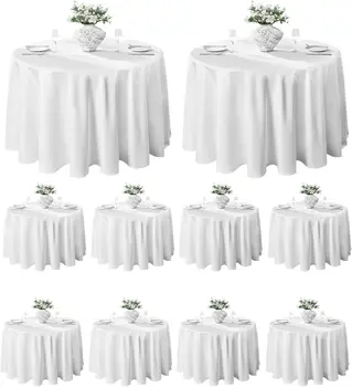 10 Pack 90inch Round Tablecloth Polyester Table Cloth，Stain Resistant and Wrinkle Polyester Dining Table Cover for Kitchen