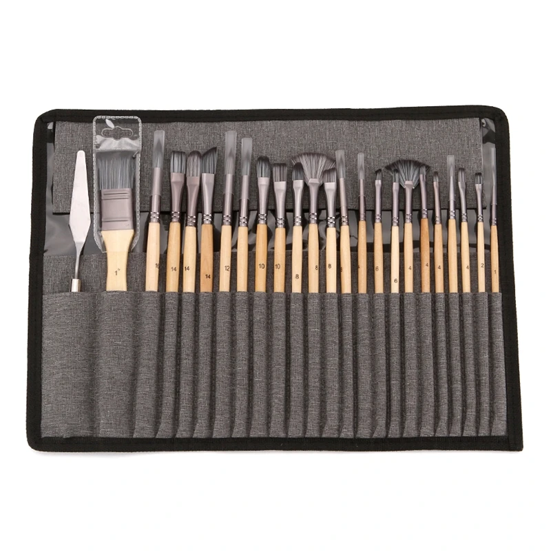 

24Pcs Wooden Paint brushes with Brush Easter Supplies for Acrylic Watercolor Painting DIY Easter Egg Craft H7EC