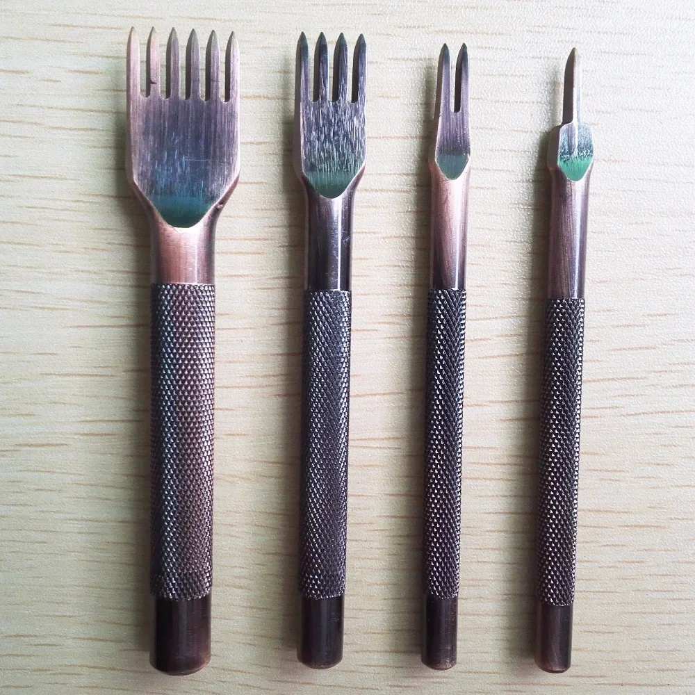 8 style 3mm 4mm Silver Black Gold Retor 4Pcs Hole Leather Tool Punches Stitching Punch Tool Prong Leather Craft Tools