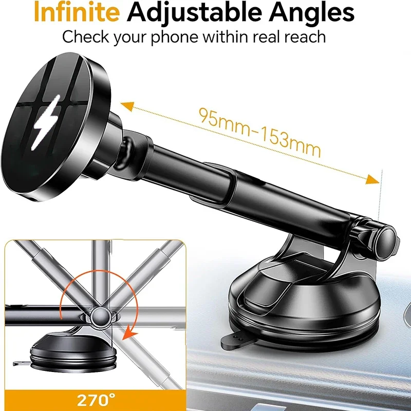 15W Schnelllade-Magnet-Wireless-Ladegerät Adapter Windschutzscheibe Armaturenbrett Autotelefonhalter für iPhone Samsung_voghion.com