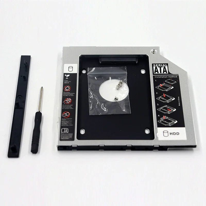 Aluminum 12.7mm Laptop SATA Optical Drive Tray Hard Drive Bay for 2.5" 1TB SSD HDD Chassis Enclosure + LED SSD Bracket