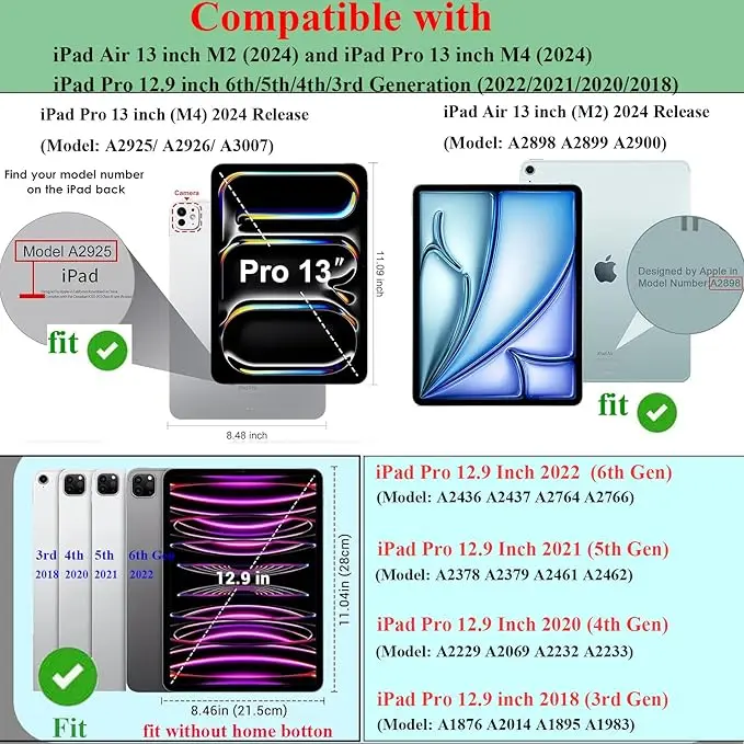 Shockproof Lightweight Cover for Tablets, 13-Inch and 12.9-Inch