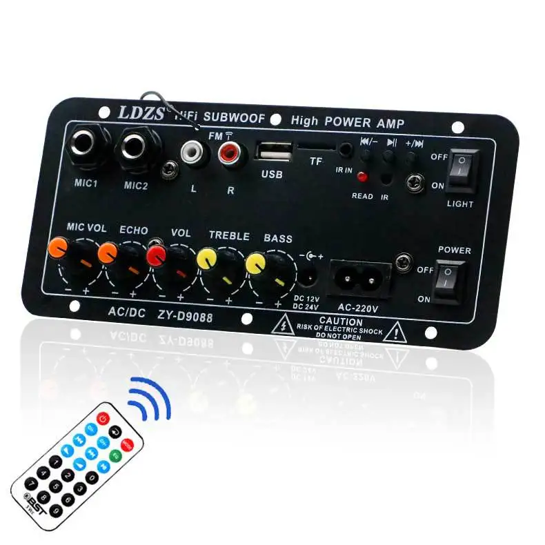 

Audio Amplifier Board Dual Mic Karaoke Subwoofer Built-in bluetooth-compatible Car Speaker Amp Amplifier 12V 24V 110V 220V