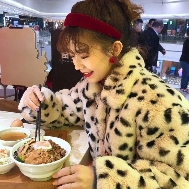 Formal DressesFaux Leopard Pattern Fur Coat For Women, Warm, Leisure Commuting, Loose, Integrated, Winter, New, 2024