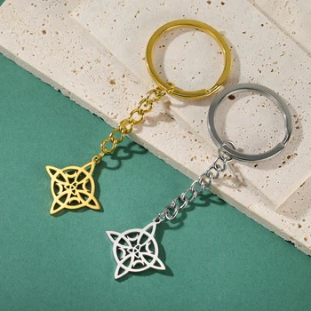 Sipuris Celtic 매듭 키체인, 체인 포함, 스테인레스 스틸 문 요술 매듭, 부적 쥬얼리, 여성용 결혼 선물, 도매