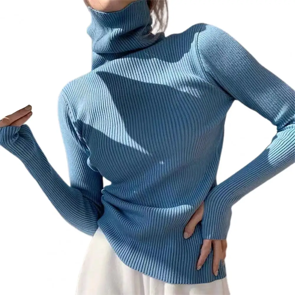 

Women Sweater High Collar Elastic Soft Pullover Neck Protection Anti-shrink Long Sleeves Autumn Sweater Winter Female Garment
