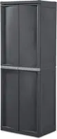 4 Shelf Cabinet, Plastic Organization Storage Unit, Organize Bins in the Garage, Basement, Attic, Mudroom, Gray, 1-Pack 1