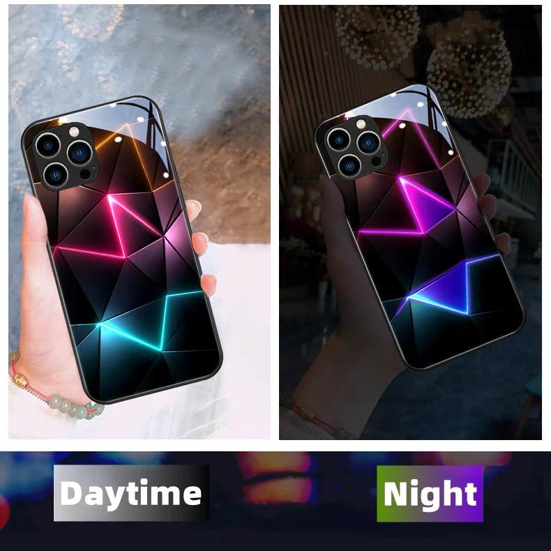 Luminous Geometry LED Phone Case with Voice Control Glow Shell