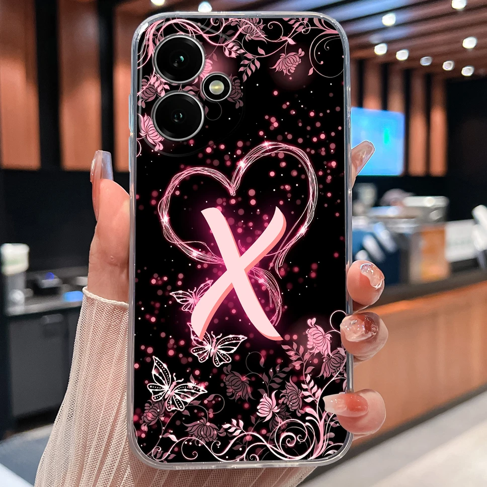 Luxury Letters Pattern Soft TPU Clear Silicone Anti-Drop Phone Case