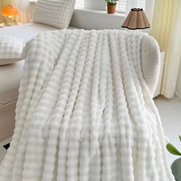 Flannel Fleece Blanket Adult Children Soft Warm Throw Blanket Bed Covers Simple Solid Color Sofa Breathable Bedspreads 3