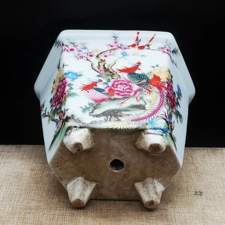 Vintage Style Hexagonal Ceramic Flowerpot Home Decoration 4