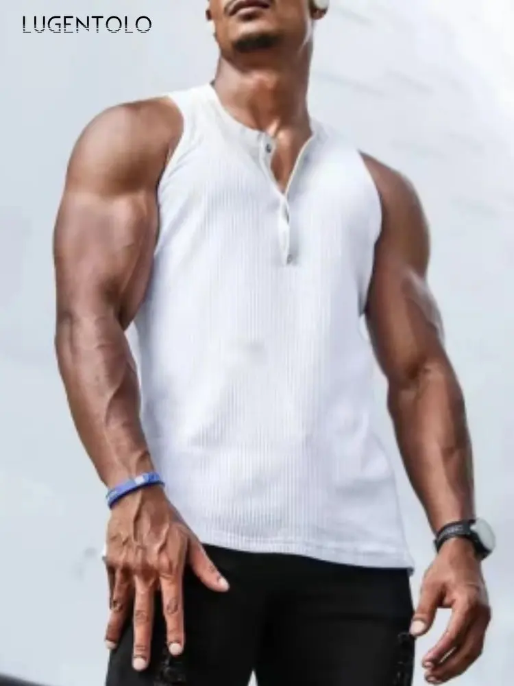 

Мужской новый модный жилет, летняя однотонная повседневная майка, спортивный топ без рукавов, мужской простой белый универсальный пуловер 2023, повседневные футболки для фитнеса