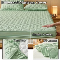 Cotton Thickened Mattress Cover, Quilted Fitted Mattress Pad Protector, Hypoallergenic Soft Bed Topper Bedding 140/160/200x200cm 2