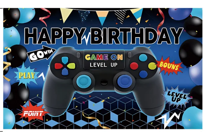 Videospiel-Geburtstagsdekoration Hängende Girlande Geschirr Teller Servietten Gamepad-Themen-Party-Zubehör für Geburtstags-Hintergrundvorhang – Detail 17